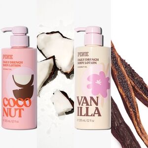 PINK Victoria's Secret Coconut & Vanilla Daily Drench Body Lotion Set NEW